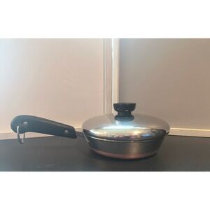 Vintage Revere Ware 6 Inch Skillet Copper Clad Bottom Stainless Steel with Lid